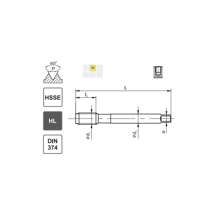 Gwintownik maszynowy M16x1,5 DIN-374 HSSE INOX skrętny R40