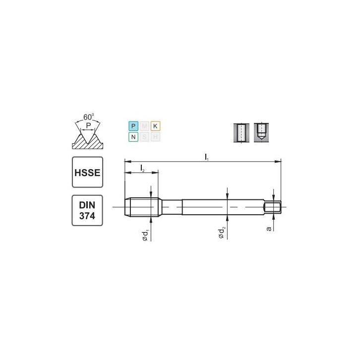 Gwintownik maszynowy kobaltowy M12x1,25 HSSE
