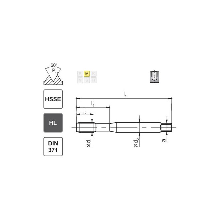 Gwintownik maszynowy M4 DIN-371 HSSE INOX skrętny R40