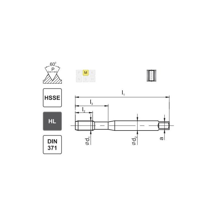 Gwintownik maszynowy kobatowy M8 HSSE INOX
