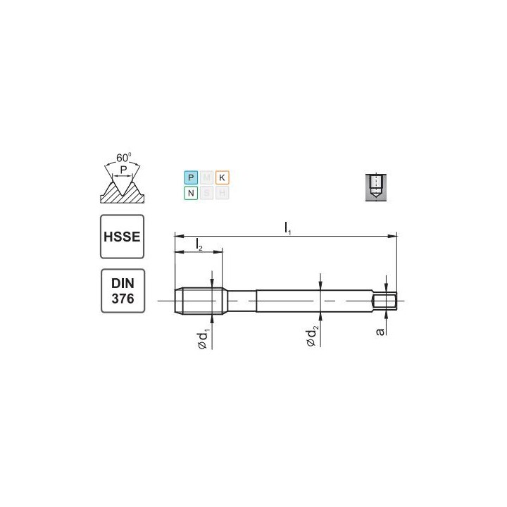 Gwintownik maszynowy M8 DIN-371 HSSE 800 skrętny R40