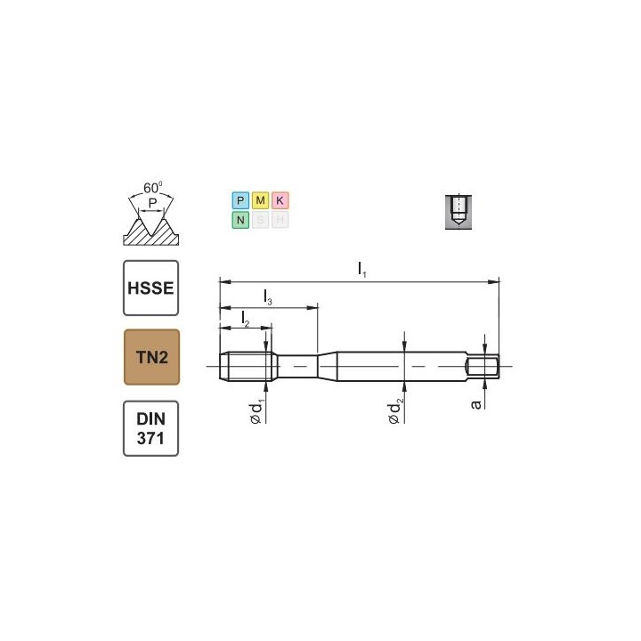 Gwintownik maszynowy M5 DIN-371 HSSE 800x skrętny R40