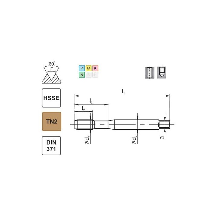 Gwintownik maszynowy M5 DIN-371 HSSE 800x