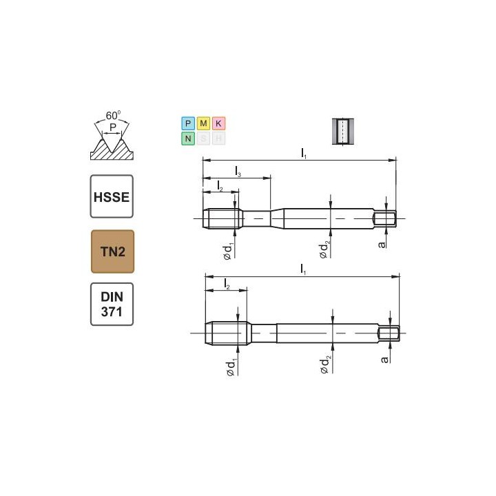 Gwintownik maszynowy No10-32 DIN-371 HSSE 800X