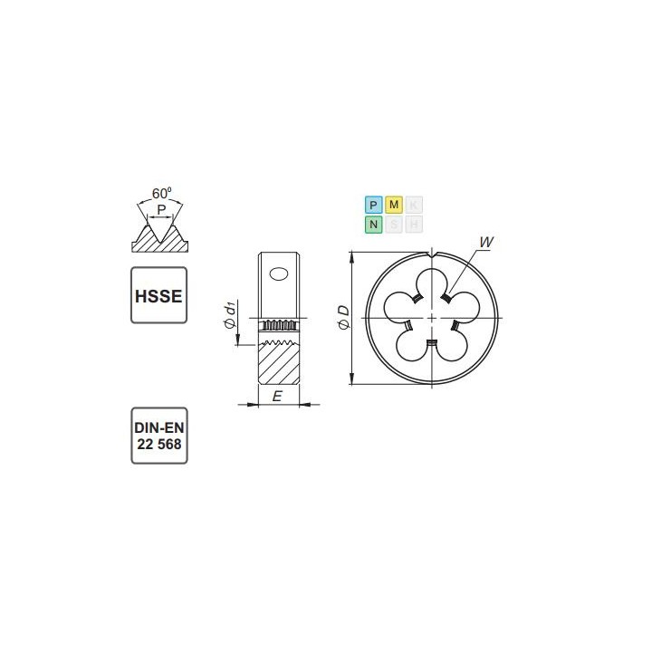 Narzynka M22 DIN-EN 22 568 HSSE INOX