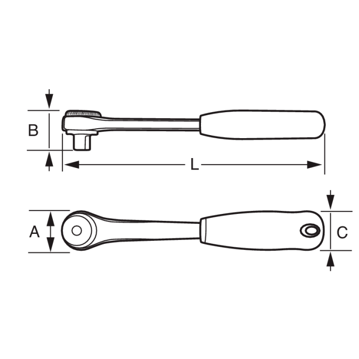 Grzechotki odwracalne typu okrągłego 1/4" 122 mm