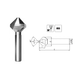 Pogłębiacz Stożkowy 3-Ostrzowy 90° Fi 25 mm DIN 335-C HSS