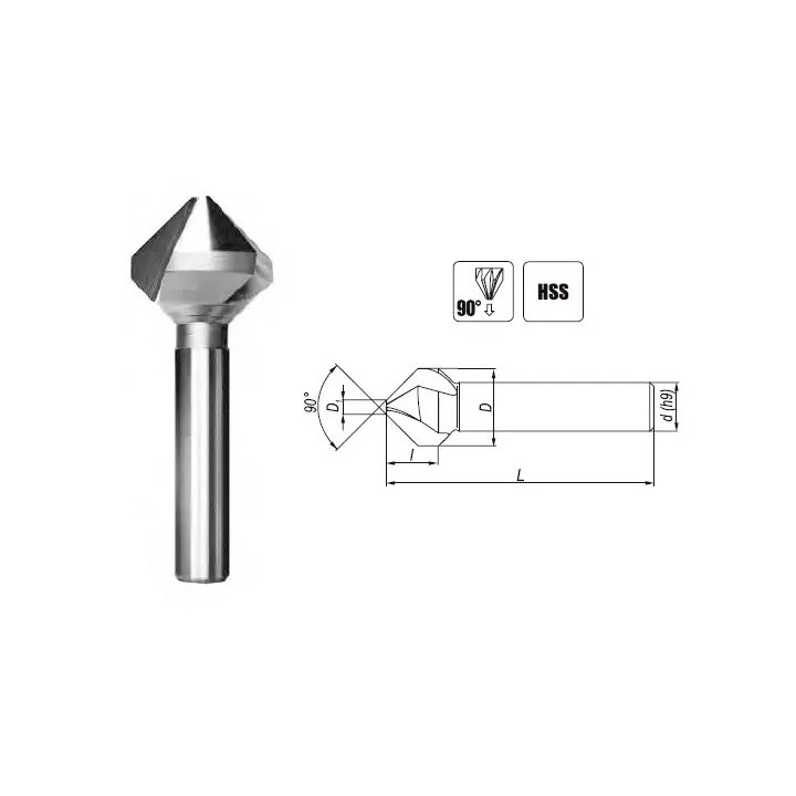 Pogłębiacz Stożkowy 3-Ostrzowy 90° Fi 25 mm DIN 335-C HSS