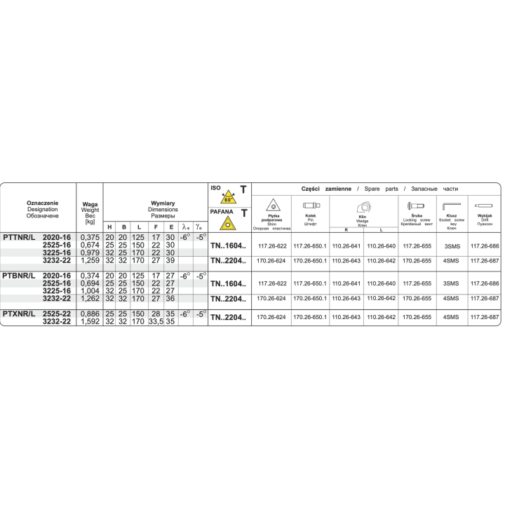 Nóż tokarski składany PTTNR 2525-16